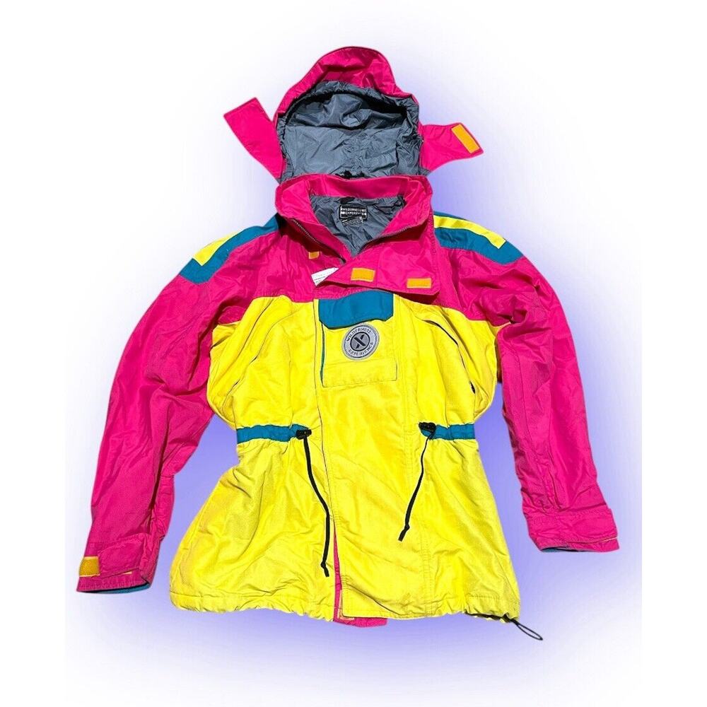 Vtg Wilderness Expirience Ski Snow Jacket‎ Women Size Medium Pink Yellow